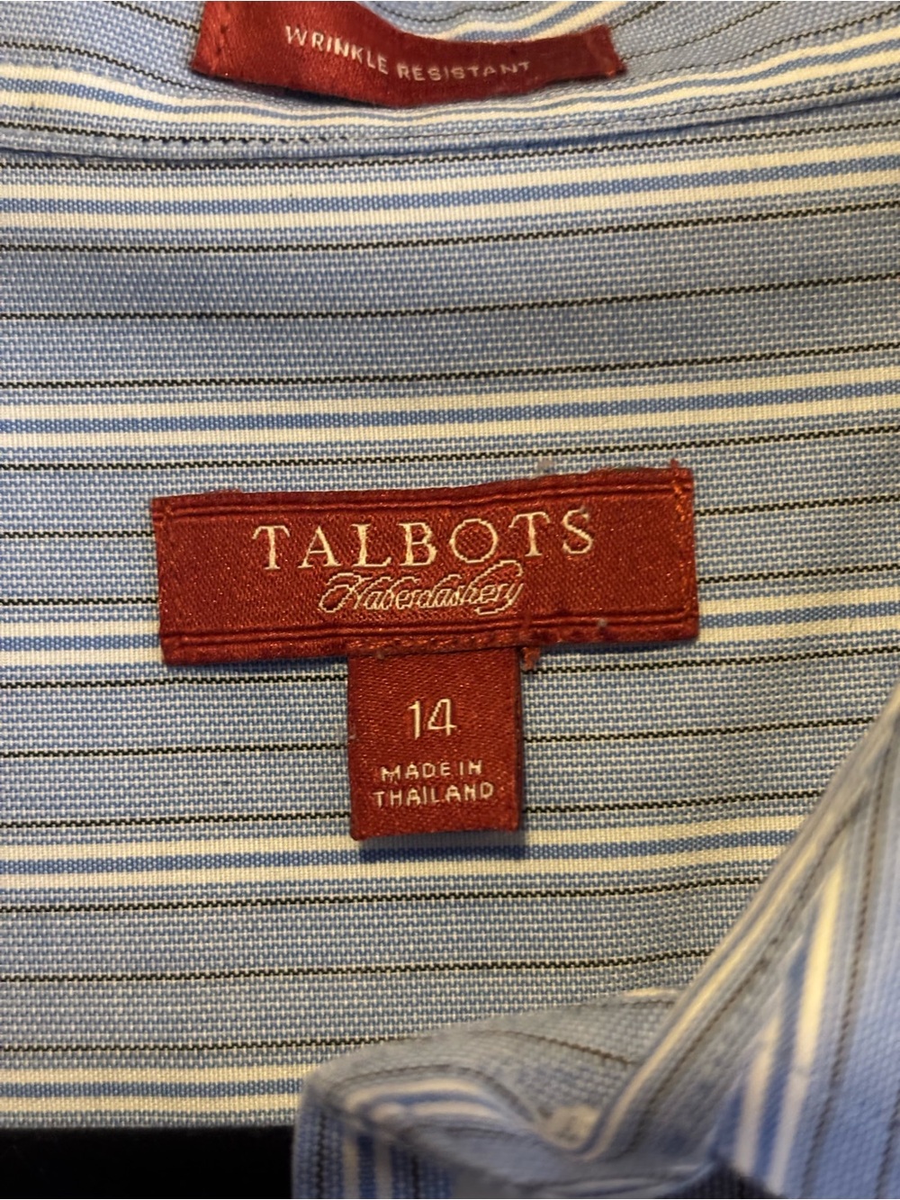Talbots Light Blue and White Striped Button-Up Shirt